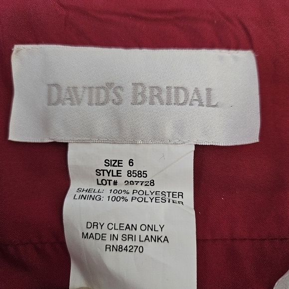 Davids Bridal Apple Empire Spaghetti Strap Bridesmaid Prom Dress Sz 6 - Picture 5 of 5